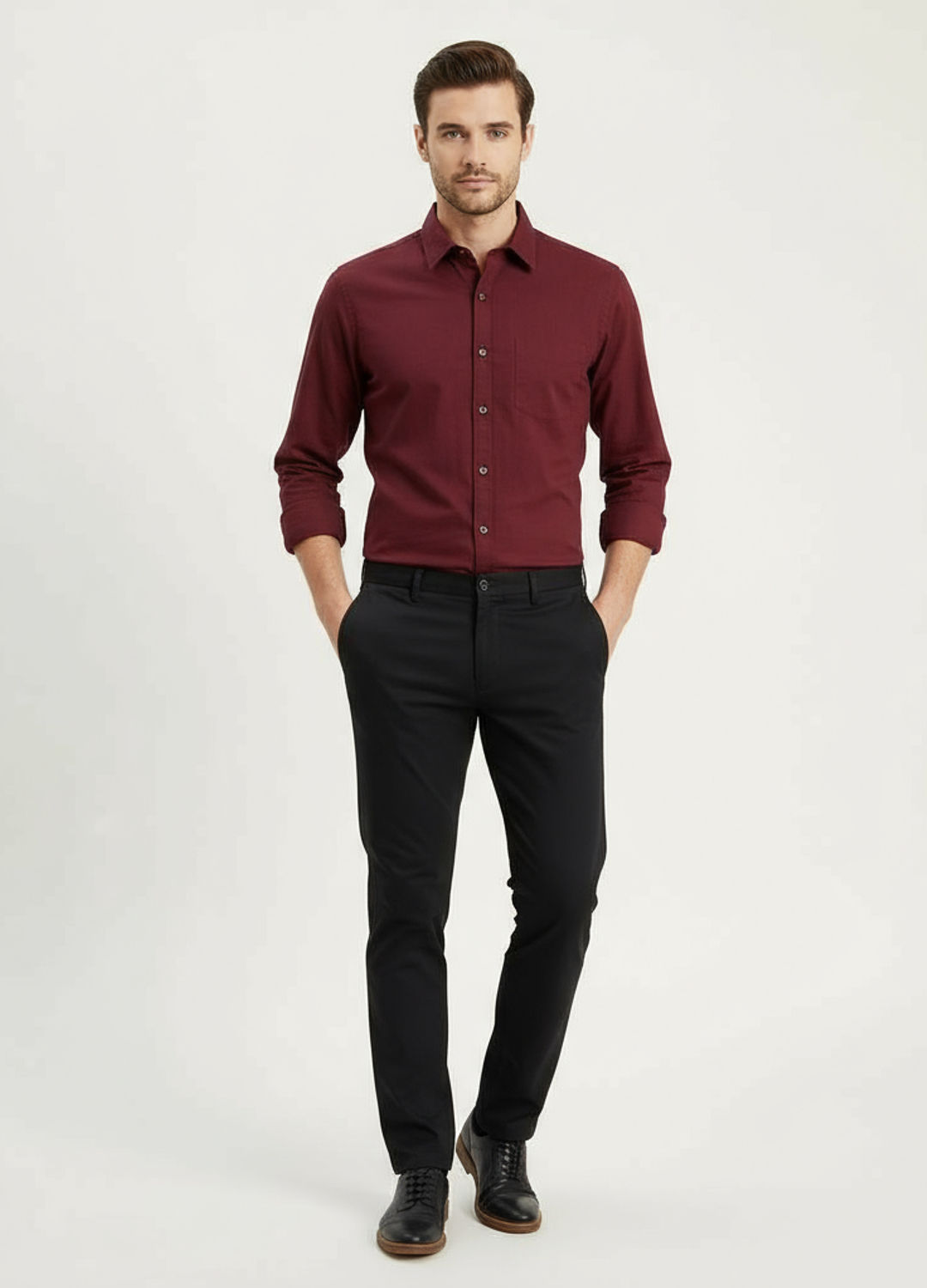 Crimson Class: Maroon Business Shirt Edit